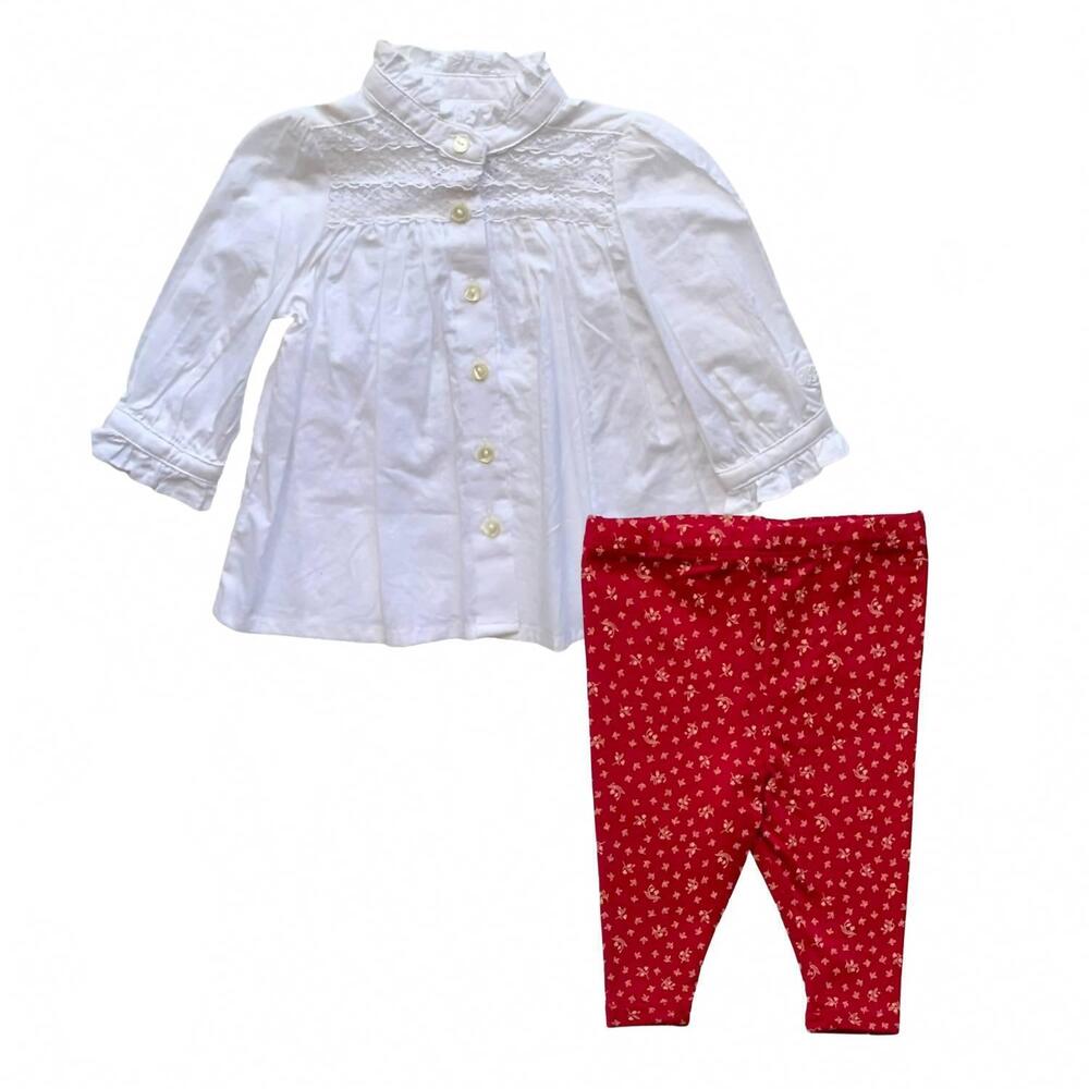 NEW RALPH LAUREN girl's holiday floral legging set in red/ white